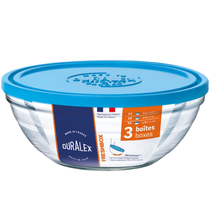Freshbox Round Storage Set - 3 Pieces ( .5, 1, 1.6 Quart) + Lids - Final Sale